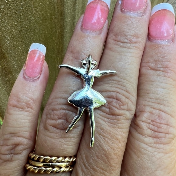 Silver-tone Clear & Pink Rhinestone Ballerina Pendant 👠 - Picture 4 of 17